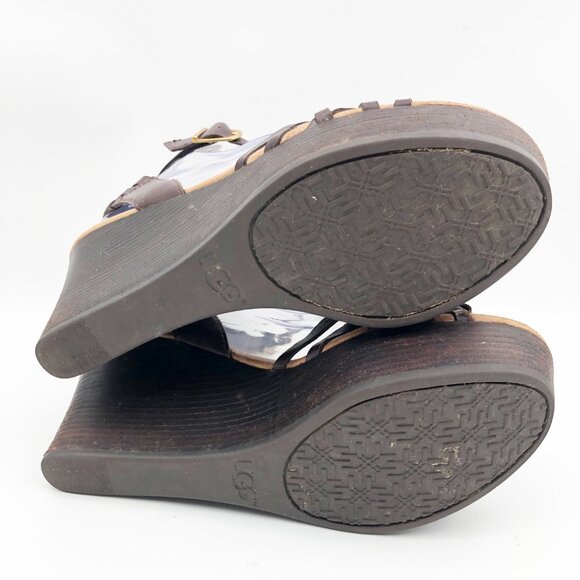 UGG Farrah Y2K Platform Wedge Brown Strappy Sandals Womens 6 - Picture 11 of 11